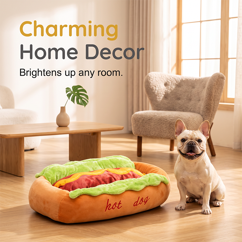 Hot Dog Shaped Pet Bed for Cats and Dogs Set of 2