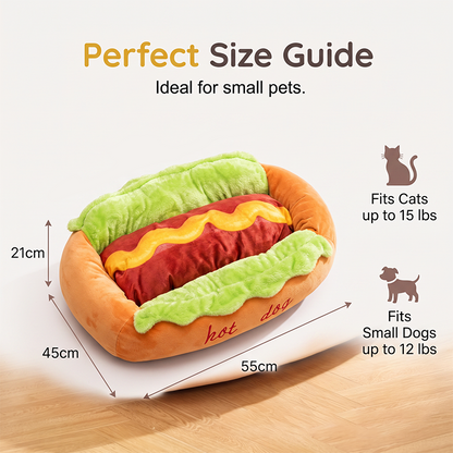 Hot Dog Shaped Pet Bed for Cats and Dogs Set of 2