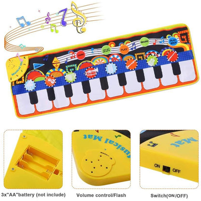 Kids Piano Dance Mat Musical Floor Keyboard Fabric 3 AA Battery