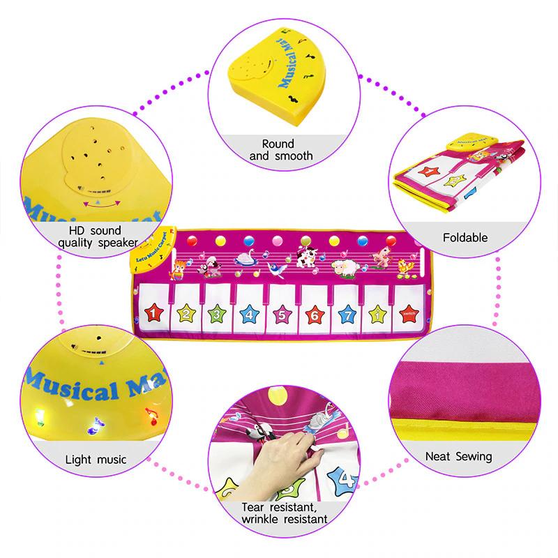 Kids Piano Dance Mat Musical Floor Keyboard Fabric 3 AA Battery