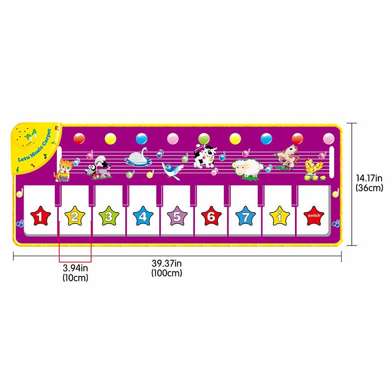 Kids Piano Dance Mat Musical Floor Keyboard Fabric 3 AA Battery