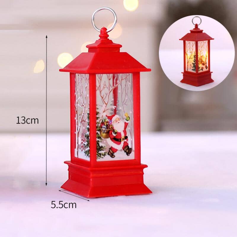 LED Christmas Lantern with Swirling Glitter 5.1 Inch Set of 2