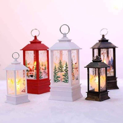 LED Christmas Lantern with Swirling Glitter 5.1 Inch Set of 2