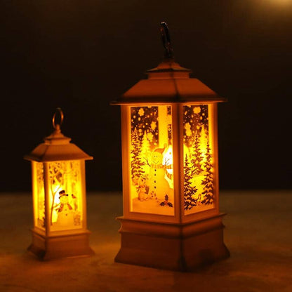 LED Christmas Lantern with Swirling Glitter 5.1 Inch Set of 2