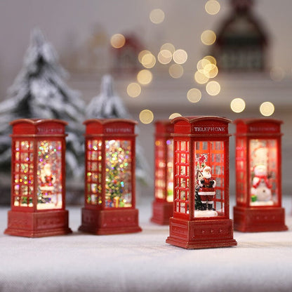 LED Christmas Lantern with Swirling Glitter 5.1 Inch Set of 2