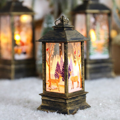 LED Christmas Lantern with Swirling Glitter 5.1 Inch Set of 2