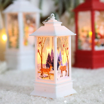 LED Christmas Lantern with Swirling Glitter 5.1 Inch Set of 2