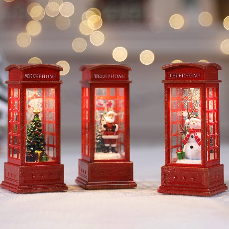 LED Christmas Lantern with Swirling Glitter 5.1 Inch Set of 2
