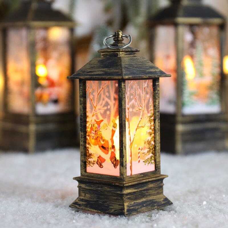LED Christmas Lantern with Swirling Glitter 5.1 Inch Set of 2