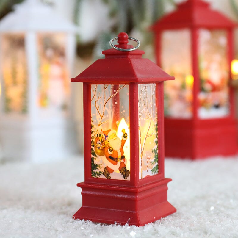 LED Christmas Lantern with Swirling Glitter 5.1 Inch Set of 2
