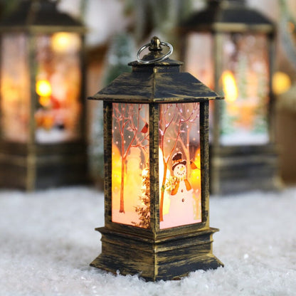 LED Christmas Lantern with Swirling Glitter 5.1 Inch Set of 2