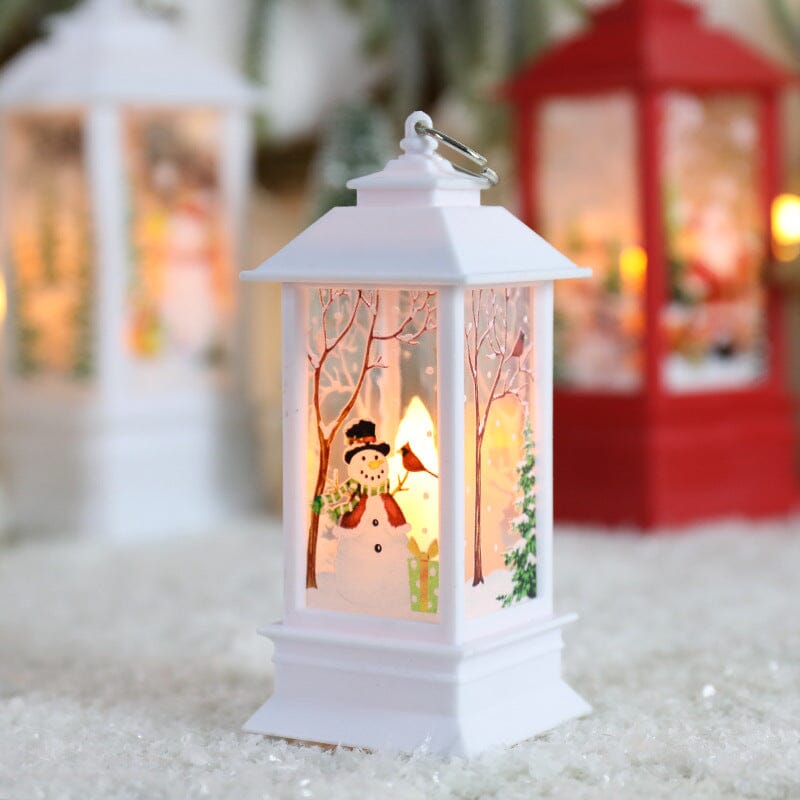 LED Christmas Lantern with Swirling Glitter 5.1 Inch Set of 2