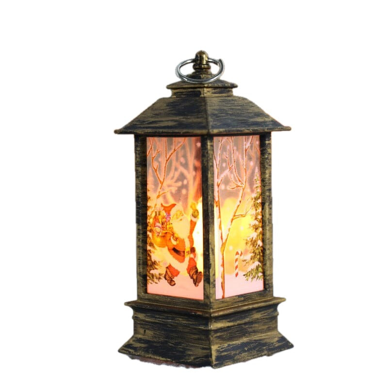 LED Christmas Lantern with Swirling Glitter 5.1 Inch Set of 2