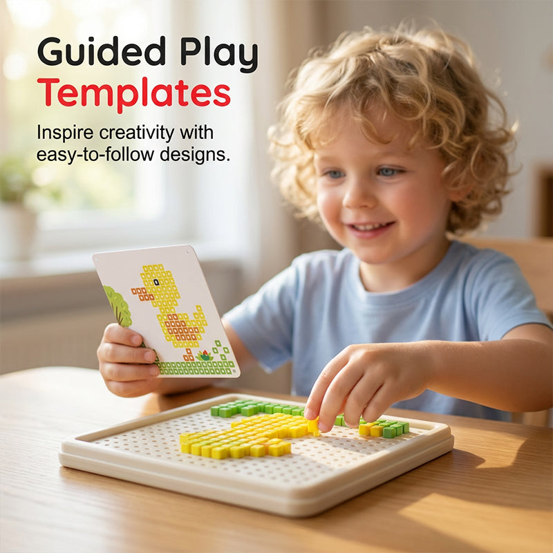 Mushroom Peg Pattern Puzzle Board with Templates Set of 2