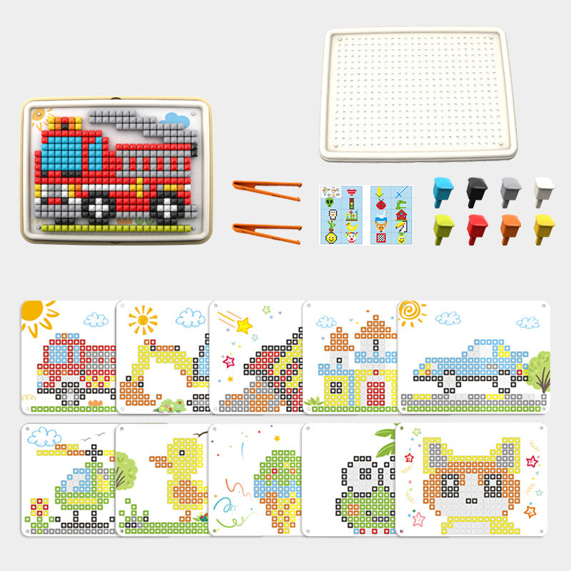 Mushroom Peg Pattern Puzzle Board with Templates Set of 2