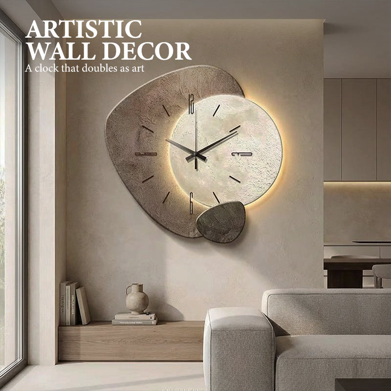 Nordic Stone Wall Clock with Optional USB Backlight Set of 2