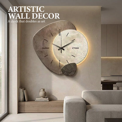 Nordic Stone Wall Clock with Optional USB Backlight Set of 2