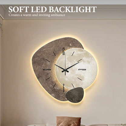 Nordic Stone Wall Clock with Optional USB Backlight Set of 2