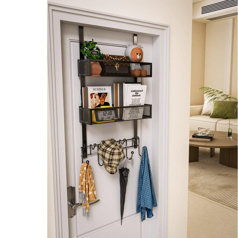 Over the Door Organizer Rack with 2 Baskets and Hooks 27.6 Inch