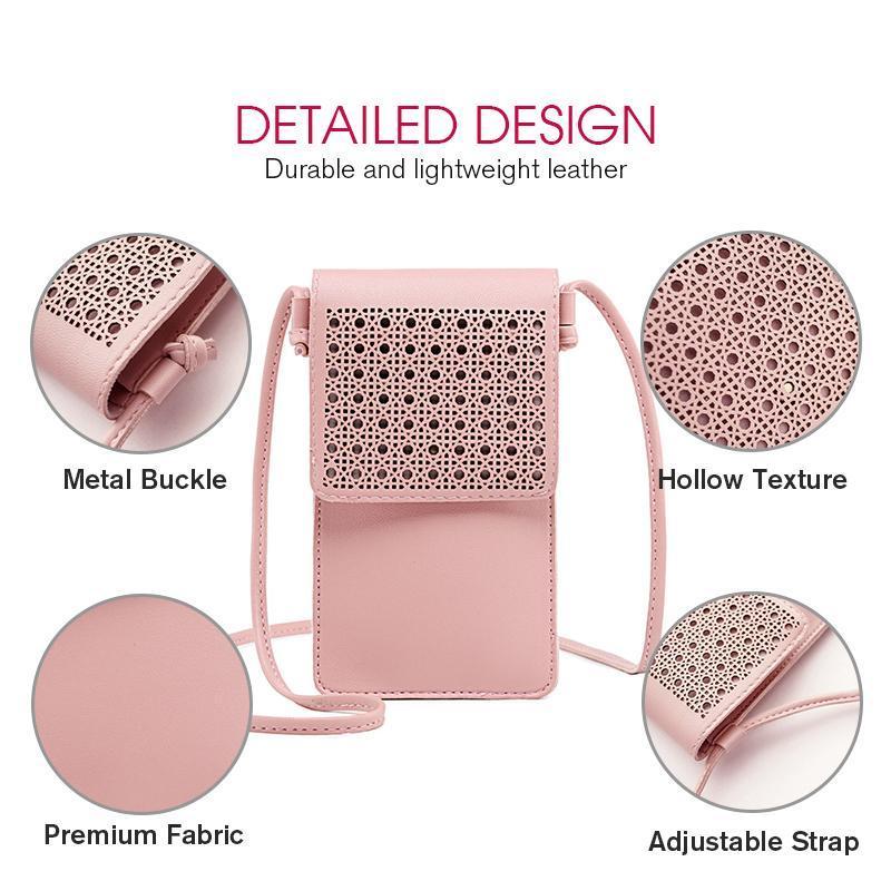 Phone Crossbody Bag PU with Touch Window 3.5 x 7.5 Inches Set of 2