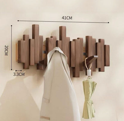 Piano Key Wall Coat Rack with 5 Flip Hooks No Drill 16 Inch