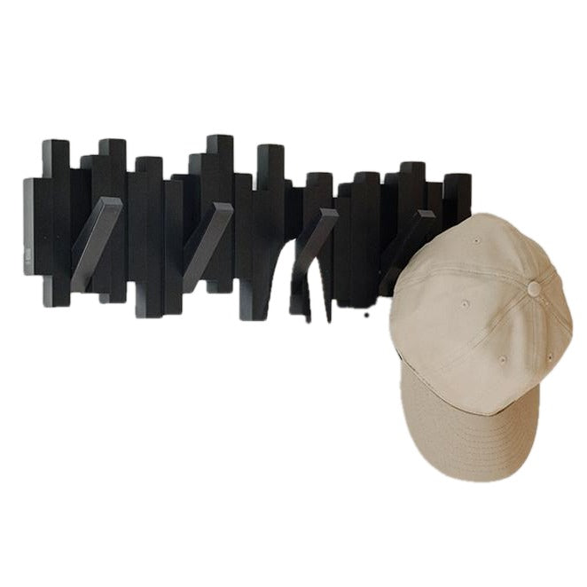 Piano Key Wall Coat Rack with 5 Flip Hooks No Drill 16 Inch