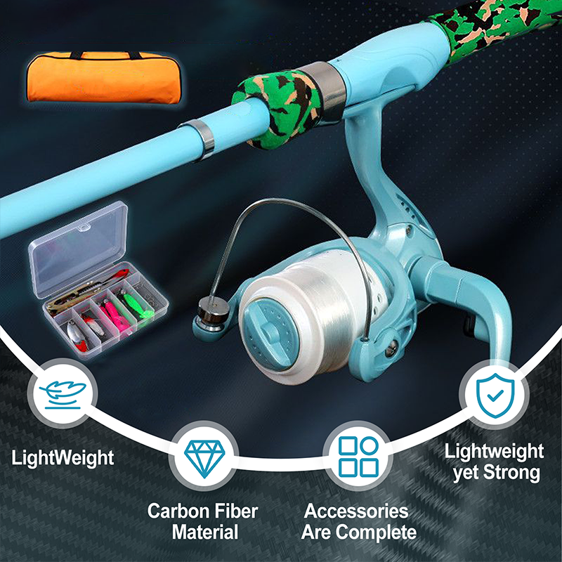 Portable Fishing Rod and Reel Kit 11 inch Folded Set of 2