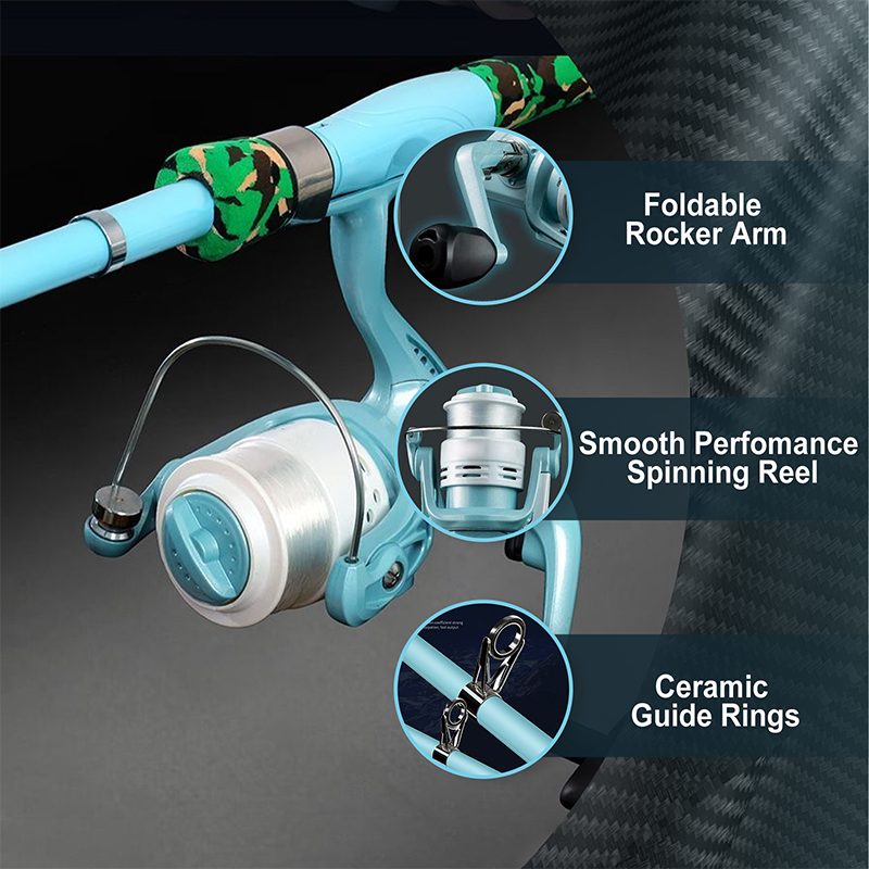 Portable Fishing Rod and Reel Kit 11 inch Folded Set of 2