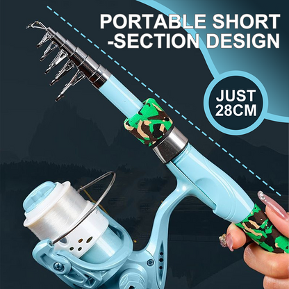 Portable Fishing Rod and Reel Kit 11 inch Folded Set of 2