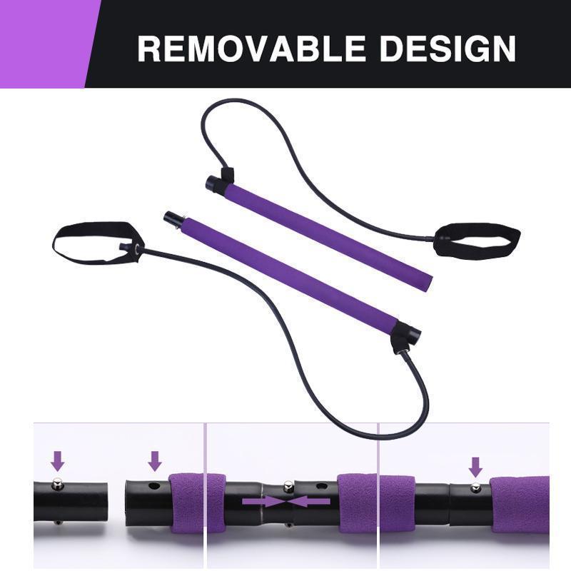 Portable Pilates Bar Kit with Resistance Bands Set of 2