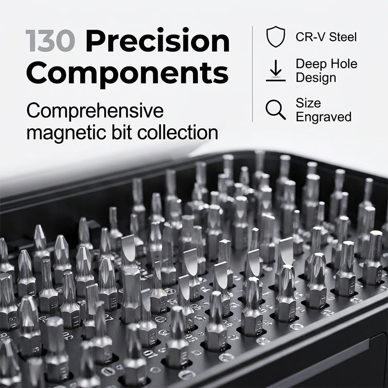 Precision Screwdriver Set 130 in 1 Magnetic Bits with Carry Case
