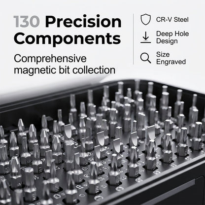 Precision Screwdriver Set 130 in 1 Magnetic Bits with Carry Case