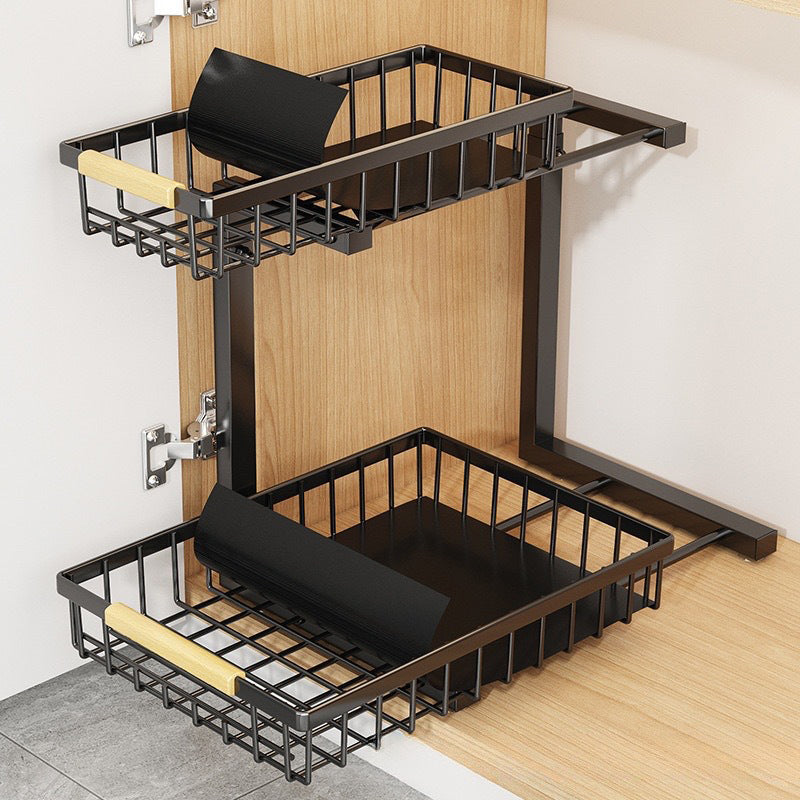 Pull Out Cabinet Organizer 2 Tier Carbon Steel Set of 3