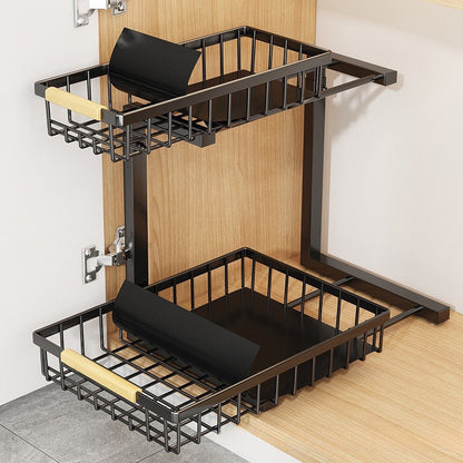 Pull Out Cabinet Organizer 2 Tier Carbon Steel Set of 3