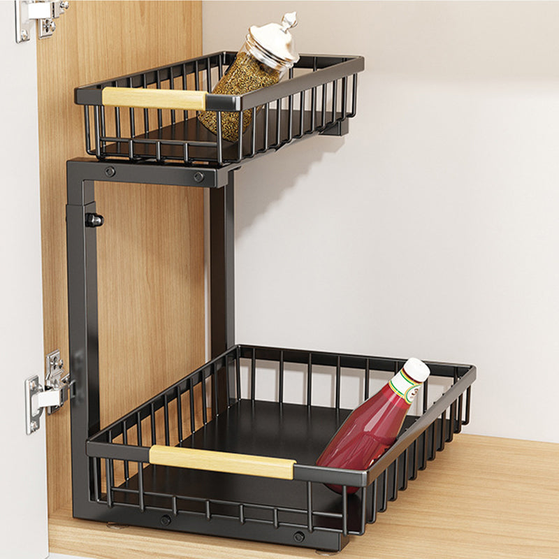 Pull Out Cabinet Organizer 2 Tier Carbon Steel Set of 3