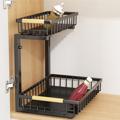 Pull Out Cabinet Organizer 2 Tier Carbon Steel Set of 3