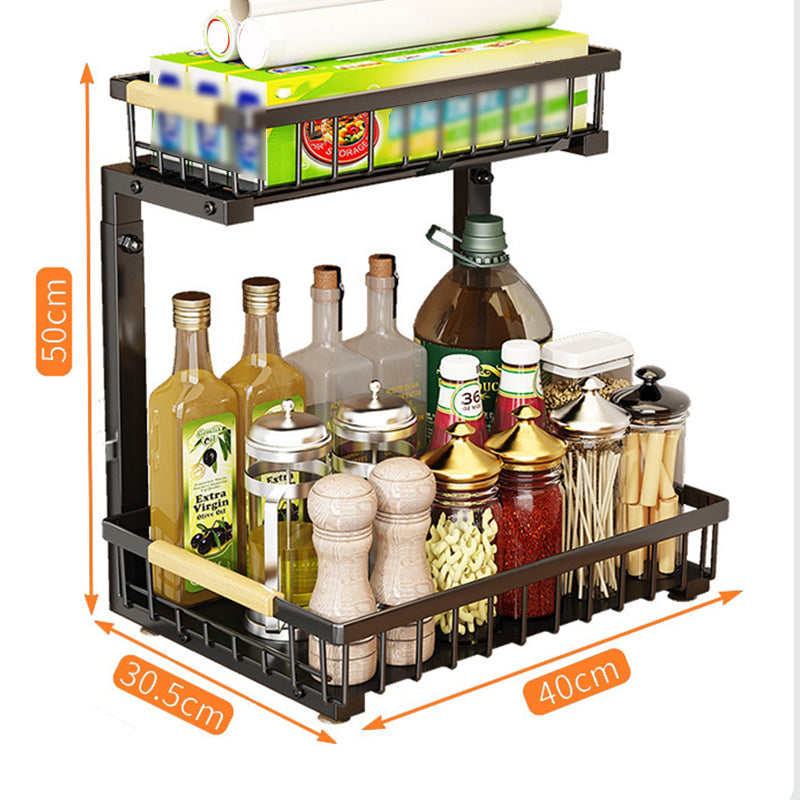 Pull Out Cabinet Organizer 2 Tier Carbon Steel Set of 3