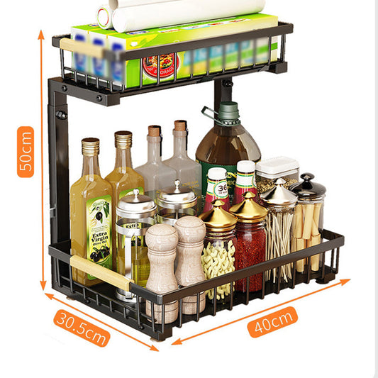 Pull Out Cabinet Organizer 2 Tier Carbon Steel Set of 3