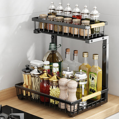 Pull Out Cabinet Organizer 2 Tier Carbon Steel Set of 3