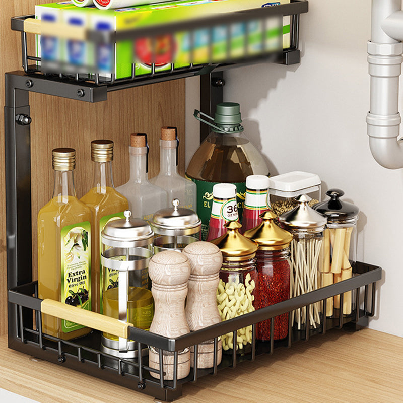 Pull Out Cabinet Organizer 2 Tier Carbon Steel Set of 3