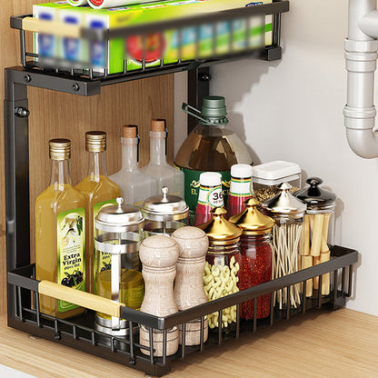 Pull Out Cabinet Organizer 2 Tier Carbon Steel Set of 3