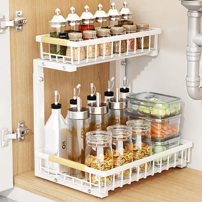 Pull Out Cabinet Organizer 2 Tier Carbon Steel Set of 3