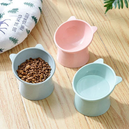 Raised Tilted Cat Bowl 5.3 in Plastic Set of 3