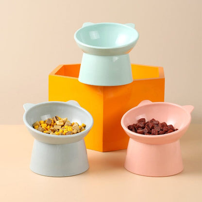 Raised Tilted Cat Bowl 5.3 in Plastic Set of 3