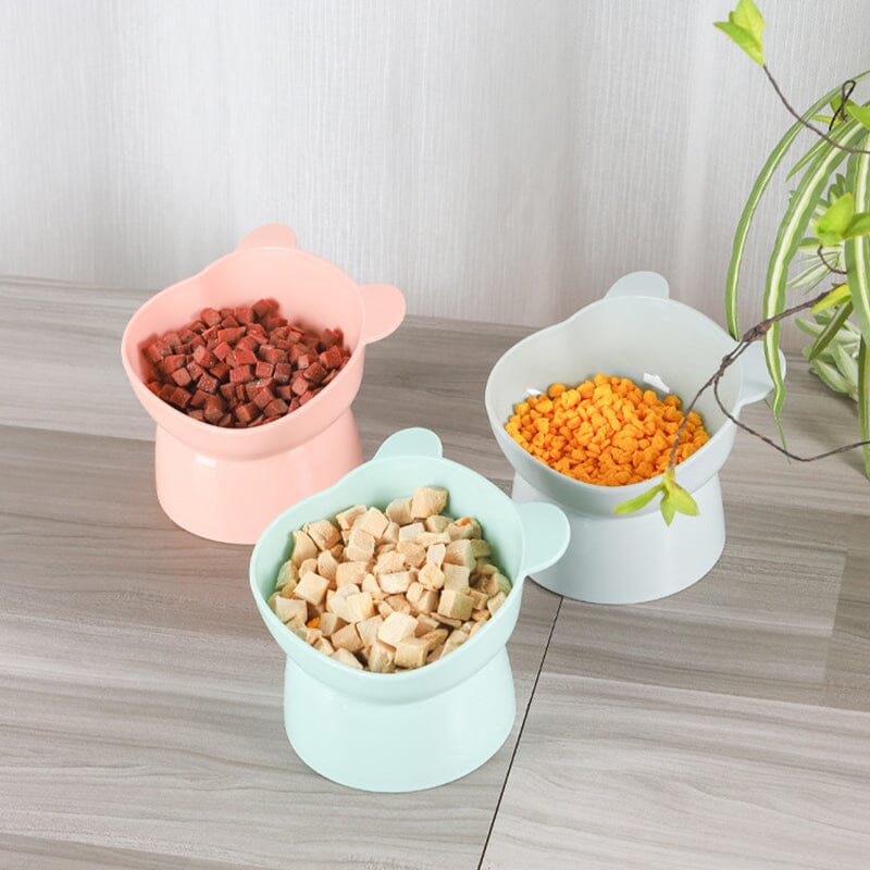 Raised Tilted Cat Bowl 5.3 in Plastic Set of 3
