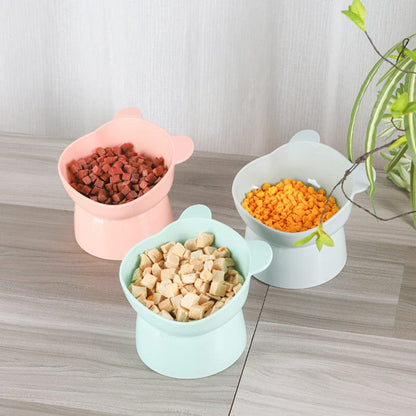 Raised Tilted Cat Bowl 5.3 in Plastic Set of 3