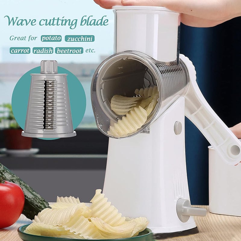 Rotary Cheese Grater 5 Blades with Hand Crank Set of 3