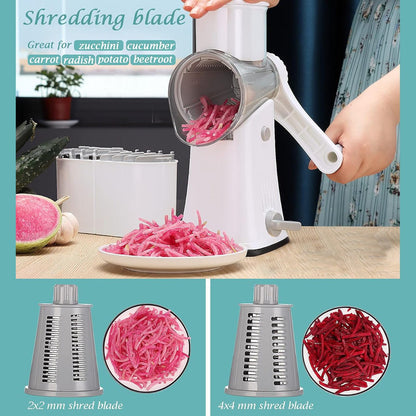 Rotary Cheese Grater 5 Blades with Hand Crank Set of 3