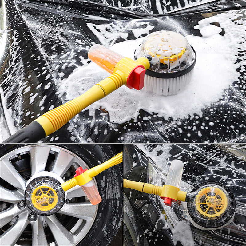 Rotating Car Wash Brush with Extension Pole 47 Inch Hose Powered