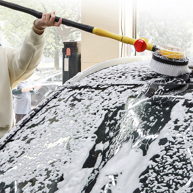 Rotating Car Wash Brush with Extension Pole 47 Inch Hose Powered